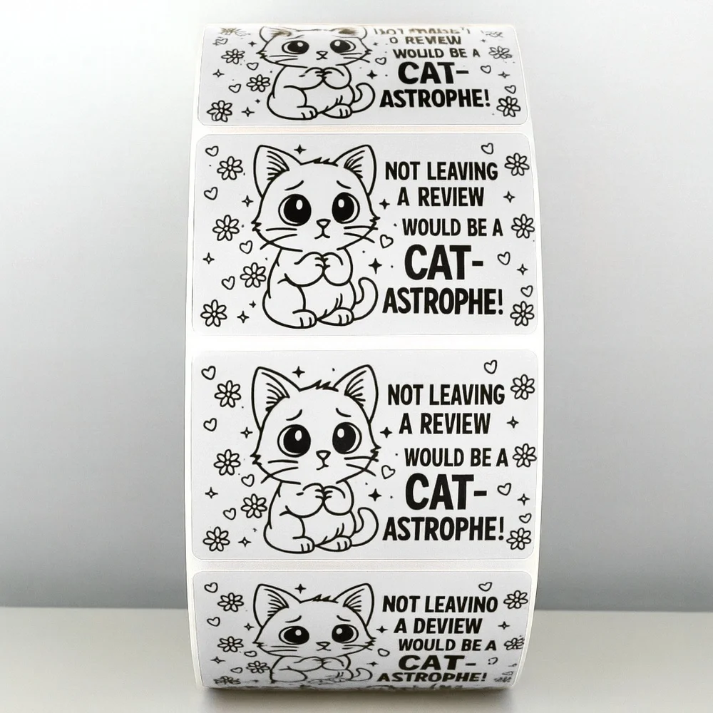 Cat Review Stickers – Cute Not Leaving a Review Would Be a Catastrophe Labels